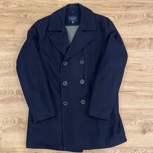 Lands End Mens Navy Blue Pea Coat